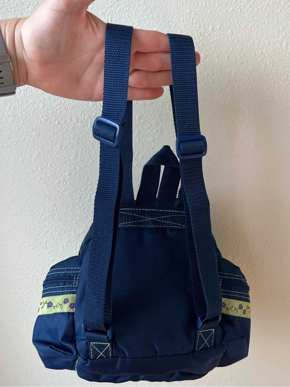 VTG Disney Winnie the Pooh Mini Backpack 90’s Y2K Blue Nylon Side Zip Pockets